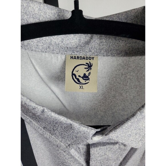 Hardaddy Mens Shirt XL Gray Striped Polyester Short Sleeve Button-Up - Picture 2 of 6